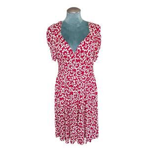 Ric Rac Anthropologie Womens Stellaflora Dress Red White Floral Silk Blend Sze M